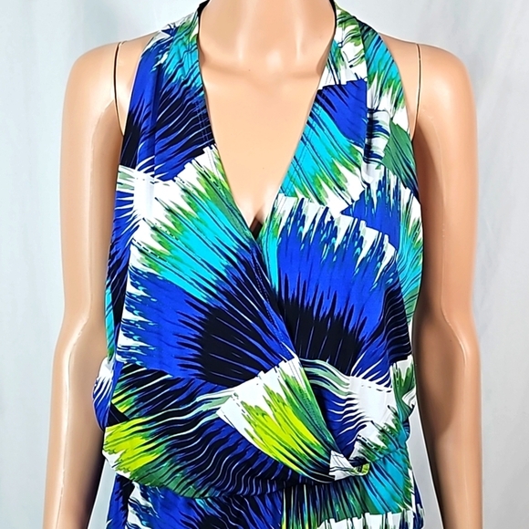 Maggy London Green & Blue Dress Sz 10 - Picture 3 of 7